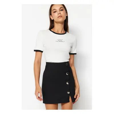 Trendyol Black Button Detailed Mini Length Woven Skirt