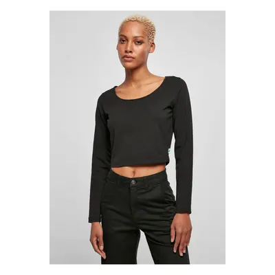 Women's Organic Black Long Sleeve Wide Neck