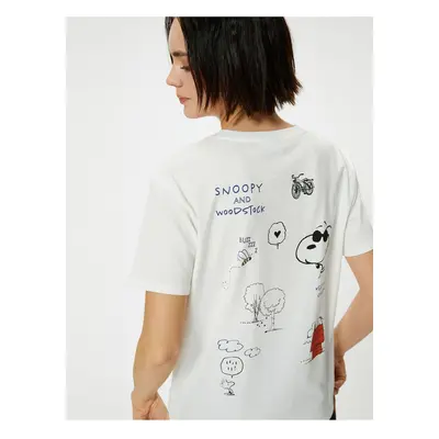 Koton Snoopy T-Shirt Back Printed Licensed Short Sleeve Crew Neck Cotton