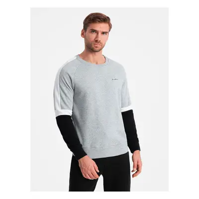 Ombre Tri-color men's sweatshirt with raglan sleeves - gray