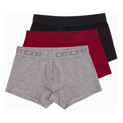 Ombre Men's cotton boxer shorts with logo - 3-pack mix