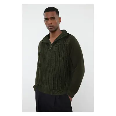 Trendyol Green Casual Regular Half Turtleneck Hair Knit Sweater