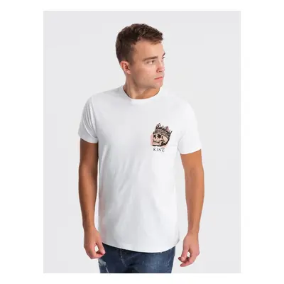 Ombre Men's cotton t-shirt with chest print - white