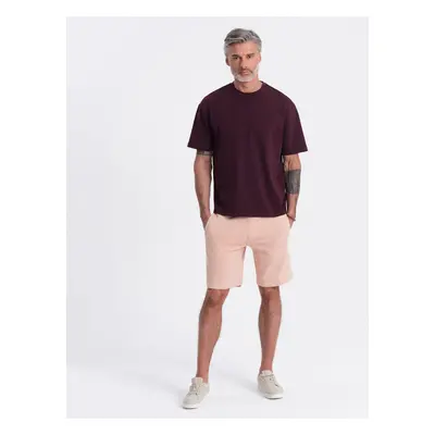 Ombre Men's knit shorts with drawstring and pockets - powder pink