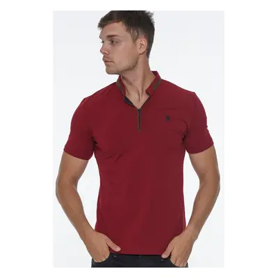 T8571 DEWBERRY ZIPPER MEN'S T-SHIRT-BURGUNDY