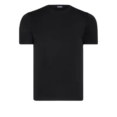 T8569 DEWBERRY BIKE COLLAR MEN'S T-SHIRT-PLAIN BLACK