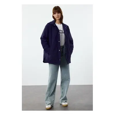 Trendyol Navy Blue Oversize Molded Shacket Quilted Puffer Jacket