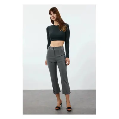 Trendyol Gray Capri Buttoned Woven Fabric Trousers