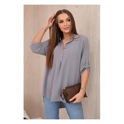 Blouse with a longer back grey