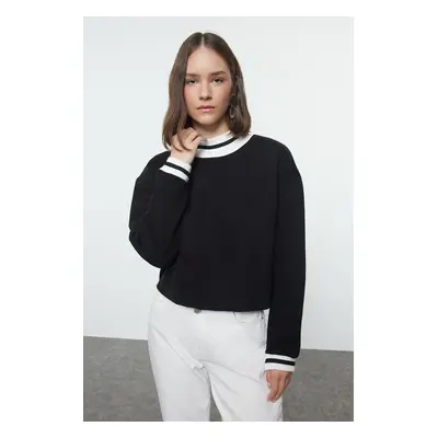 Trendyol Black Relaxed/Comfortable Pattern Knitwear Collared Polar Fleece Inside/Thick Knitted S