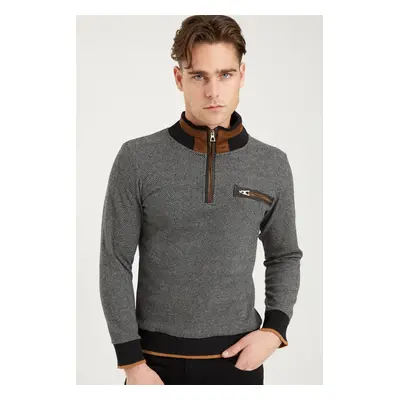 1039 DEWBERRY MENS SWEATSHIRT-BLACK-WHITE