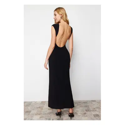 Trendyol Black Backless Fitted Maxi Flexible Knitted Maxi Pencil Dress