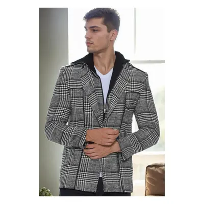 K7535 DEWBERRY MEN'S COAT-PLAID BLACK-1