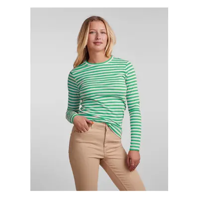 Green Women's Striped Basic Long Sleeve T-Shirt Pieces Hand - Women's