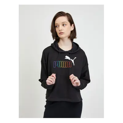 Black Womens Hoodie Puma Rainbow - Women