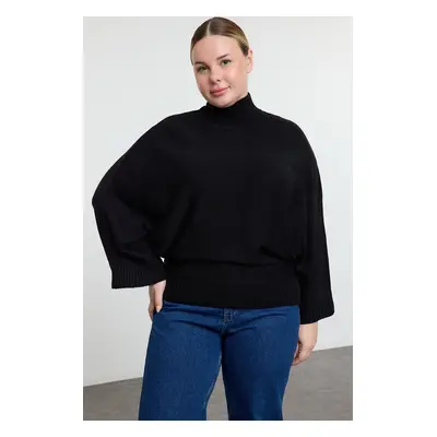 Trendyol Curve Black Batwing Sleeve Thin Knit Sweater