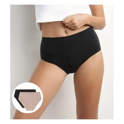 DIM BODY TOUCH HIGHWAIST BRIEF - Women's panties 2pcs - black - beige