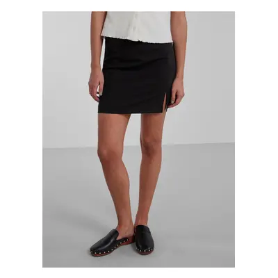 Black Women's Mini Skirt with Slit Pieces Thelma - Women's