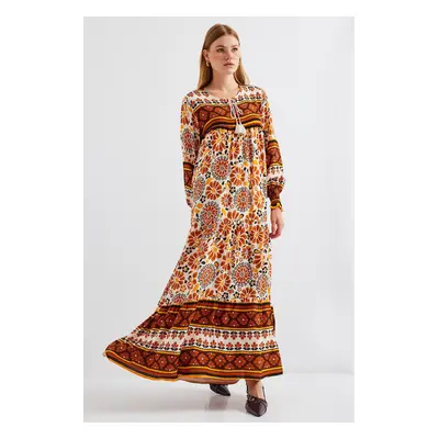 Bigdart Patterned Long Dress - T. Brown