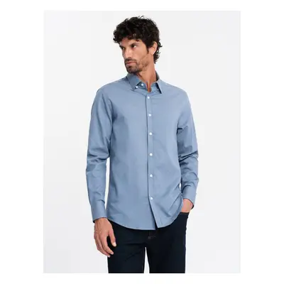 Ombre Men's SLIM FIT shirt in decorative fabric - blue