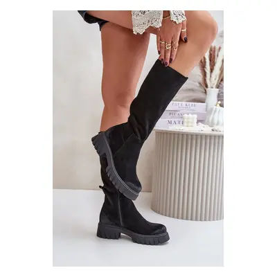 Zazoo Suede Over-the-Knee Boots Insulated Black