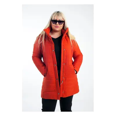 By Saygı hordozható kapucnis bélelt plus size puffer kabát narancssárga