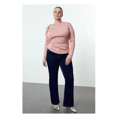 Trendyol Curve Pink Neck Gather Detailed Fine Knitwear Sweater