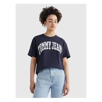 Dark Blue Women's Patterned Long T-Shirt Tommy Jeans - Women