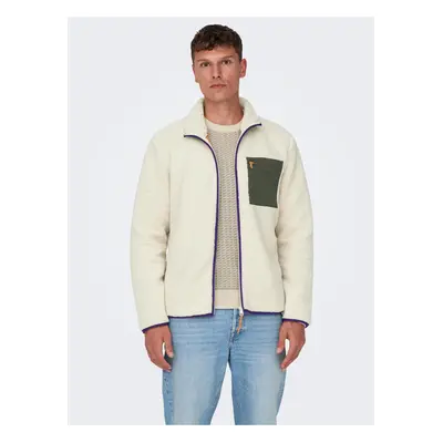 Cream men's faux fur jacket ONLY & SONS Dallas - Men