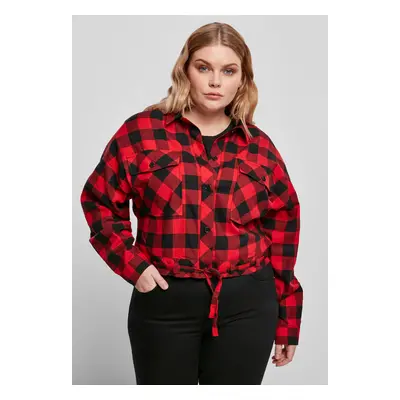 Women's short oversized shirt black/red