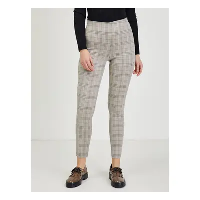 Beige ladies shortened checked trousers ORSAY - Ladies