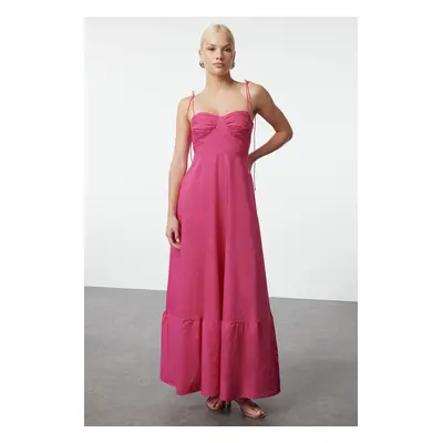 Trendyol Fuchsia Drape Detailed Woven Maxi Dress