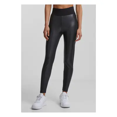 Women's black high-waisted synthetic leather leggings