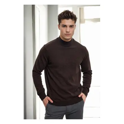 64721 Dewberry Half Turtleneck Woolen Mens Knit Sweater-COFFEE