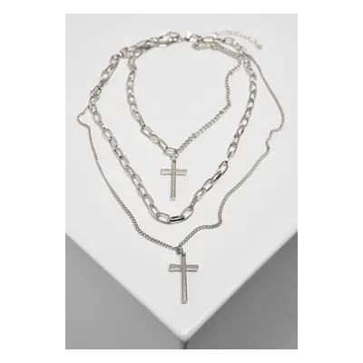 Necklace with layering and cross - silver colors