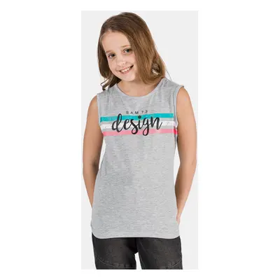 SAM73 Grey Girls' Tank Top with SAM Print - Girls