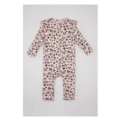 DEFACTO Baby Girl Newborn Leopard Patterned Long Sleeve Jumpsuit