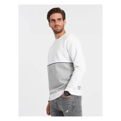 Ombre Men's OVERSIZE sweatshirt with contrasting color combination - white and gray