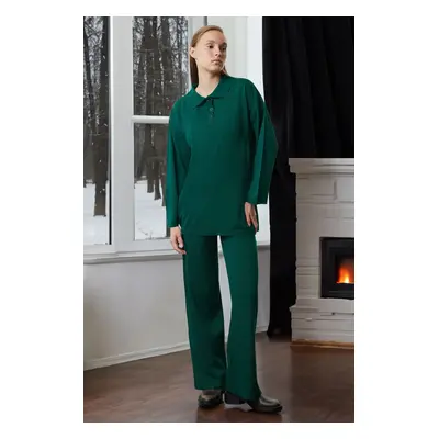 Trendyol Emerald Green Polo Neck Knitwear Bottom-Top Set