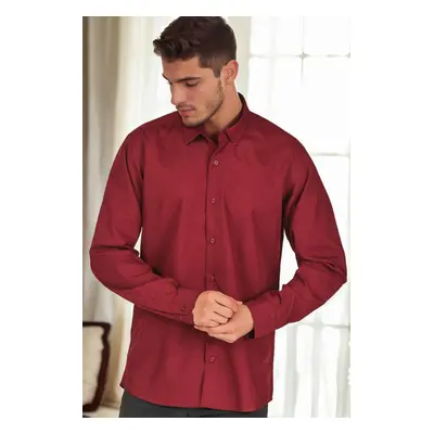 G726 DEWBERRY MEN'S SHIRT-BURGUNDY-1