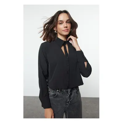 Trendyol Black Cut Out Detailed Crop Regular Fit Woven Shirt