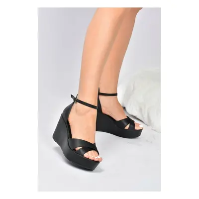 Fox Shoes Women's Black Wedge Heels Shoes