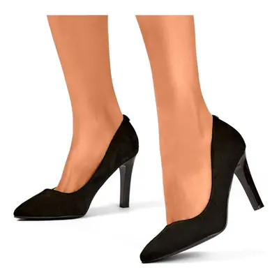 primohurt Suede black women's pumps with a comfortable heel, elegant black women's shoes