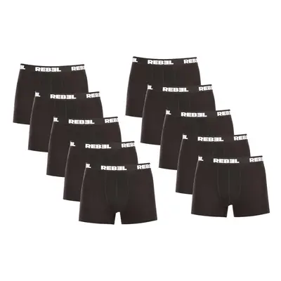 10PACK Men's Boxer Shorts Nedeto Rebel Black