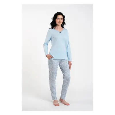 Salli women's pyjamas, long sleeves, long pants - blue/duk blue