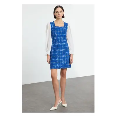 Trendyol Saxophone Plaid / Checkered Mini Woven Dress