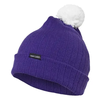 Contrasting Bobble Pur/wht beanie