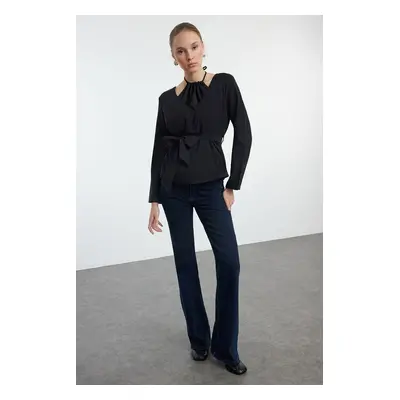 Trendyol Black Double Breasted Double Layer Blouse Detailed Woven Blouse