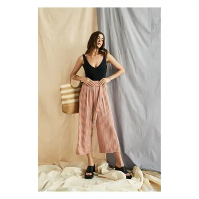 Striped viscose trousers