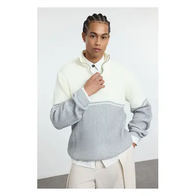 Trendyol Stone Regular Half Turtleneck Color Block Knitwear Sweater